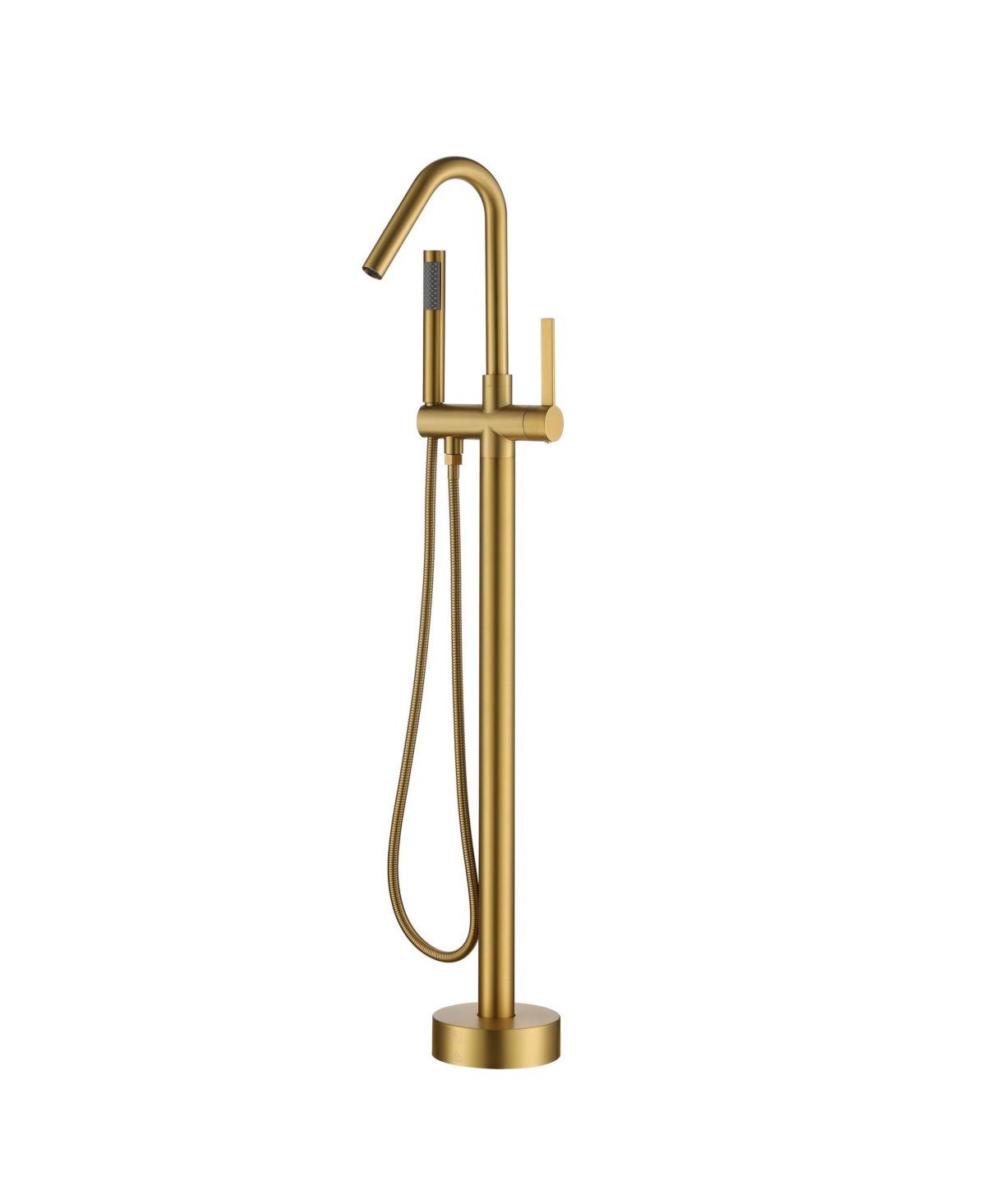 Brushed Gold Floor Mounted Tub Filler Shower Faucet Single Handle Freestanding Bathtub Faucet Bathtub Shower Mixer Tap with Handheld Shower Sprayer -