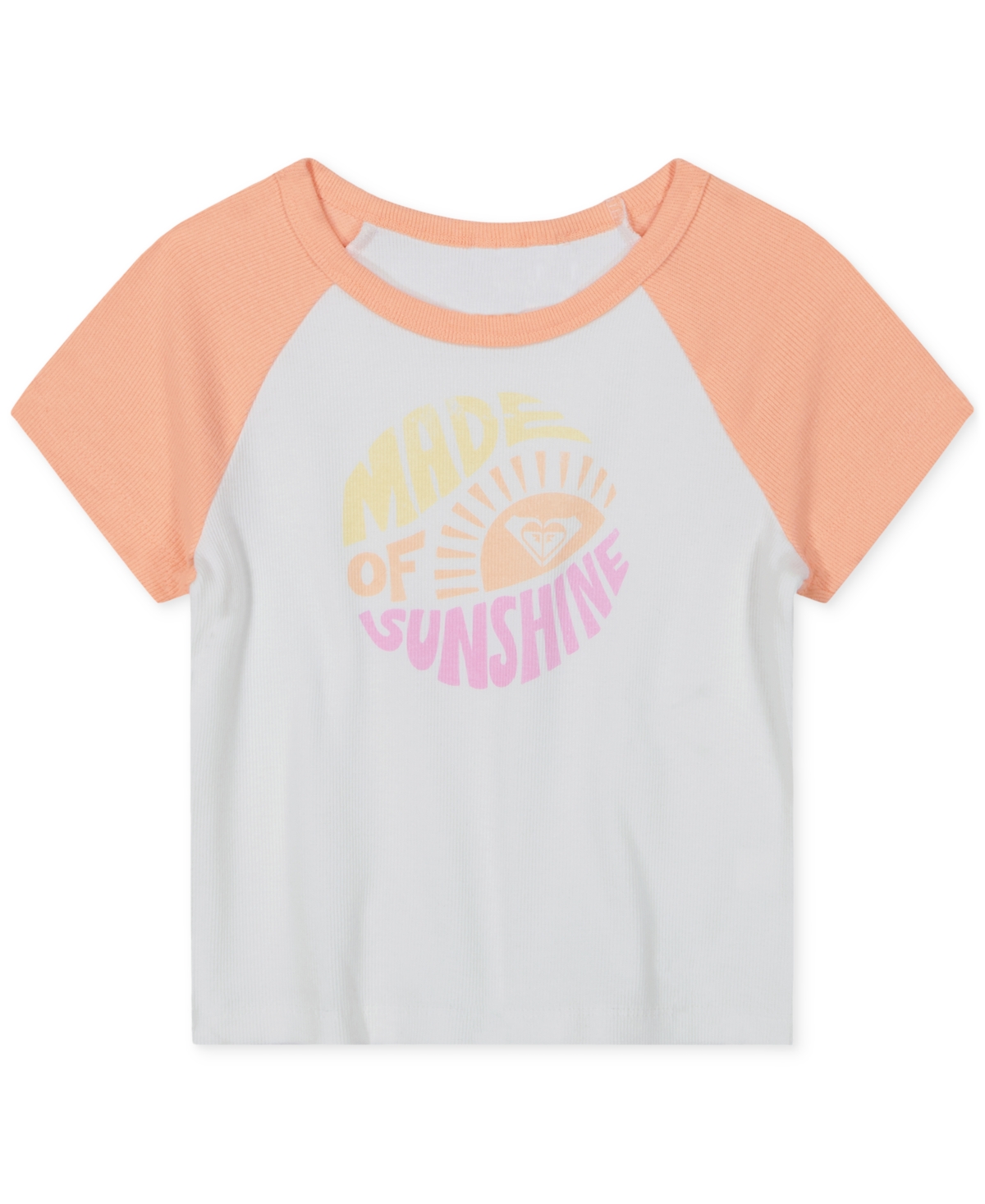 Roxy Big Girls Sunshine Graphic Raglan Short-sleeve T-shirt In Peach Nectar
