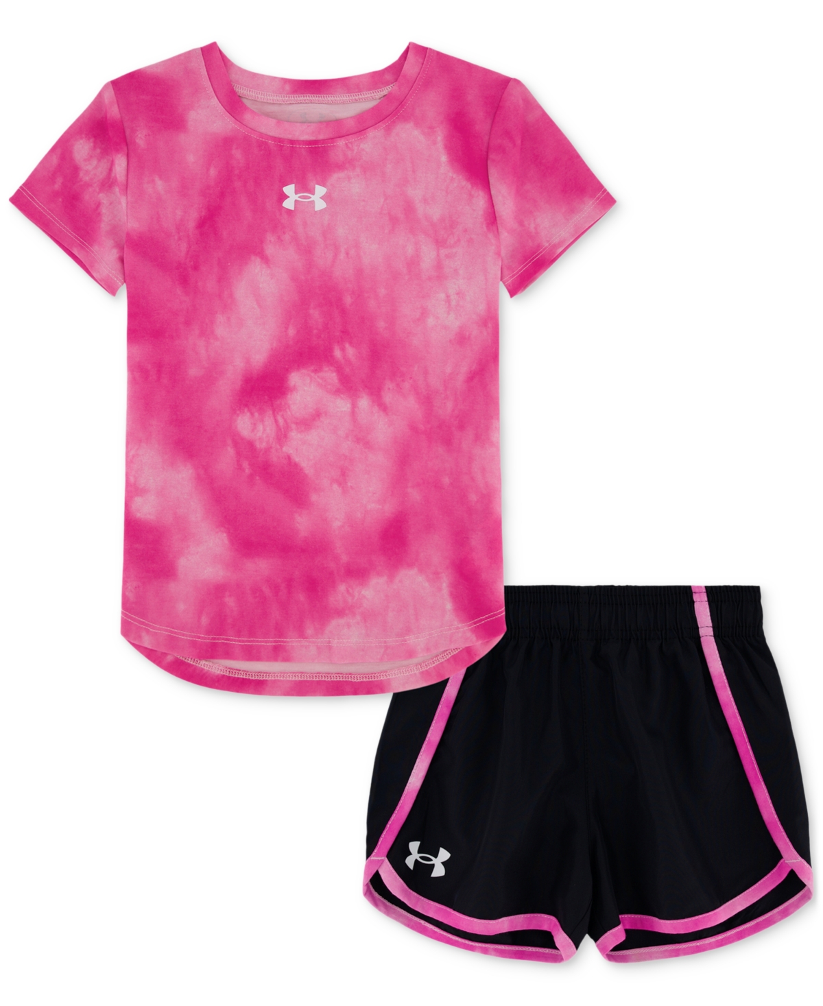 Under Armour Toddler & Little Girls Printed T-shirt & Woven Shorts, 2 Piece Set In Rebel Pink