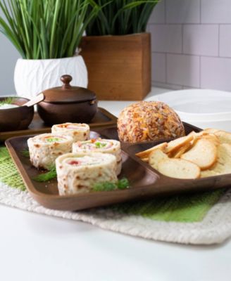 Acacia Wood 2-Pc. Divided Tray and Serving Platter Set