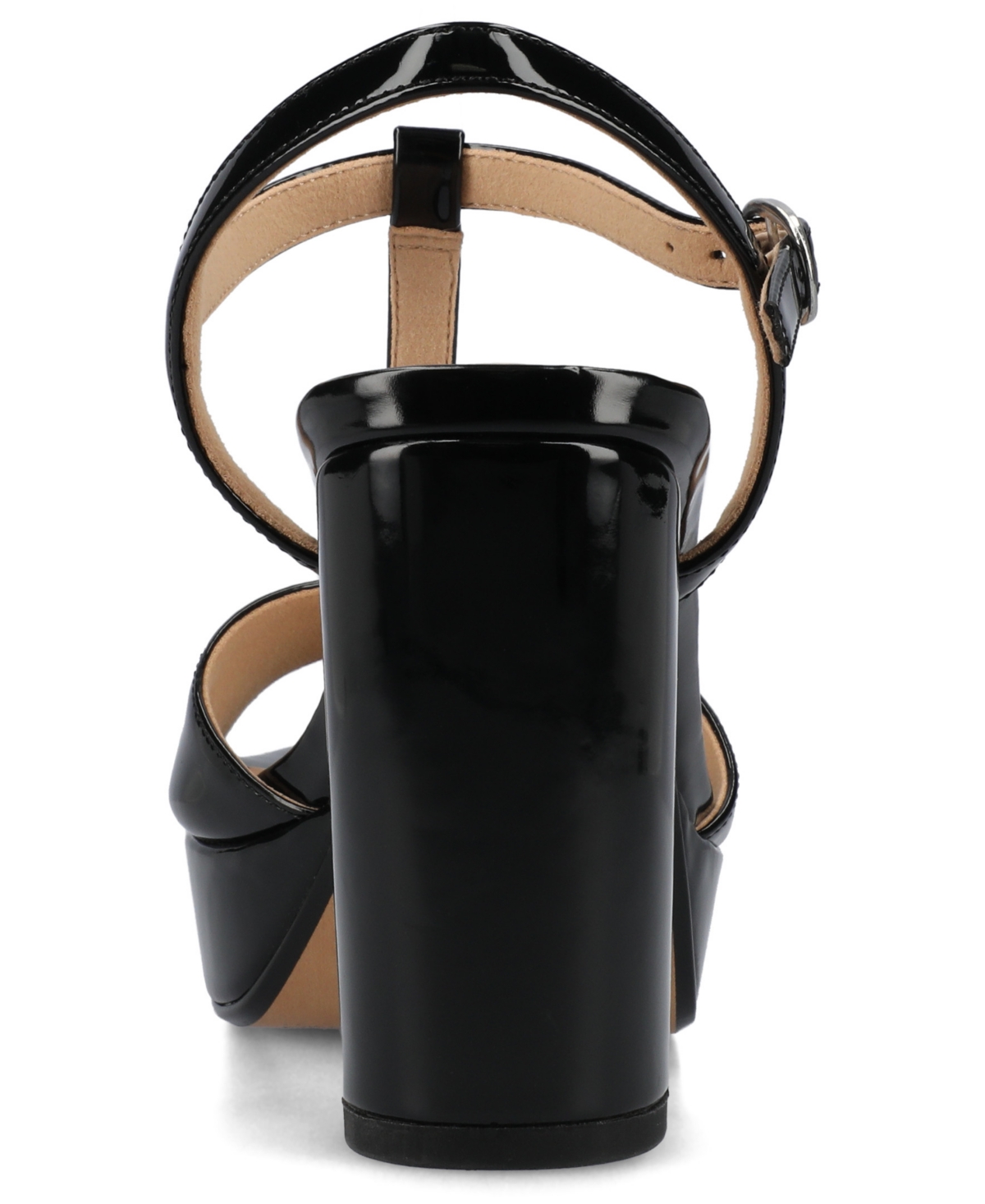 Journee Collection Women's Nalie T-strap Platform Dress Sandals In Black Patent