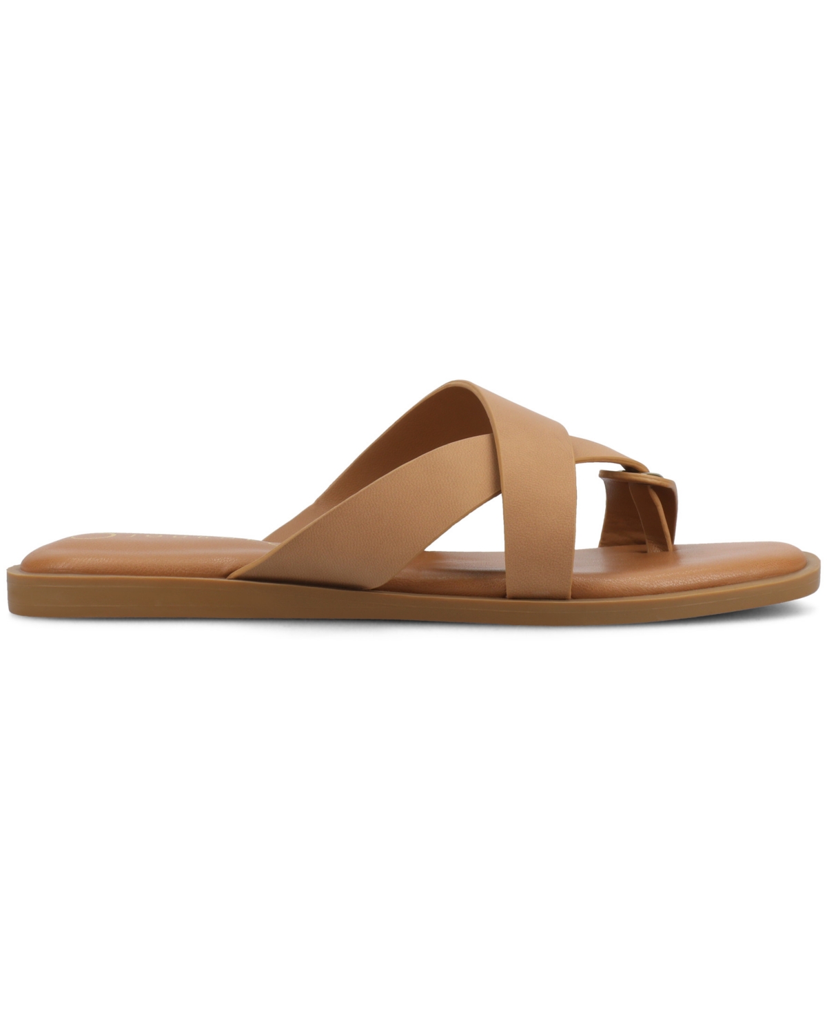 Shop Journee Collection Women's Prizzie Toe Ring Strappy Flat Sandals In Tan
