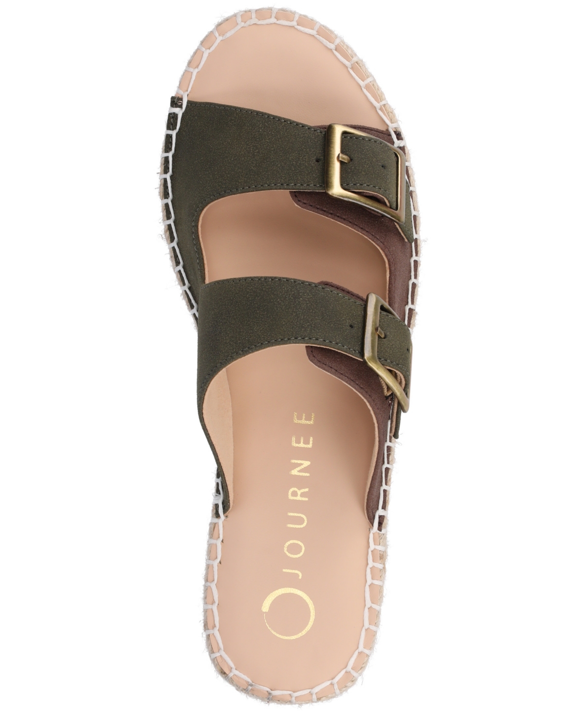 Journee Collection Women's Tresah Double Strap Espadrille Sandals In Olive