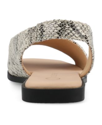 Journee Womens Brinsley Medium and Wide Width Croco Texture Sling Back Flat Sandals