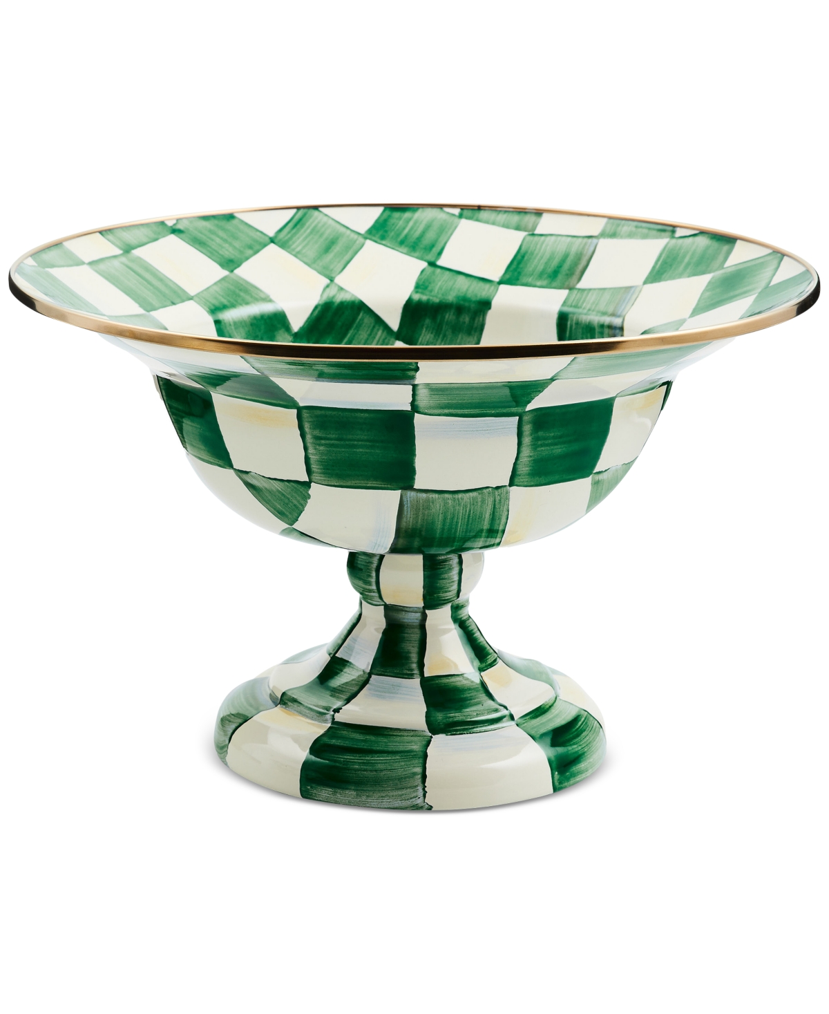 Mackenzie-childs Emerald Check Compote, Large