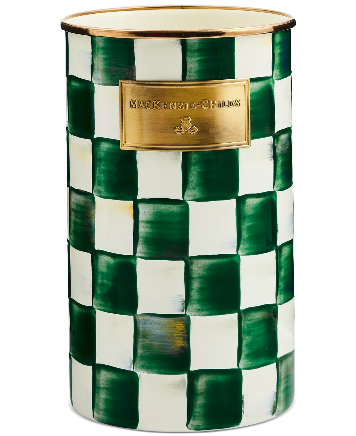 Mackenzie-childs Emerald Check Utensil Holder