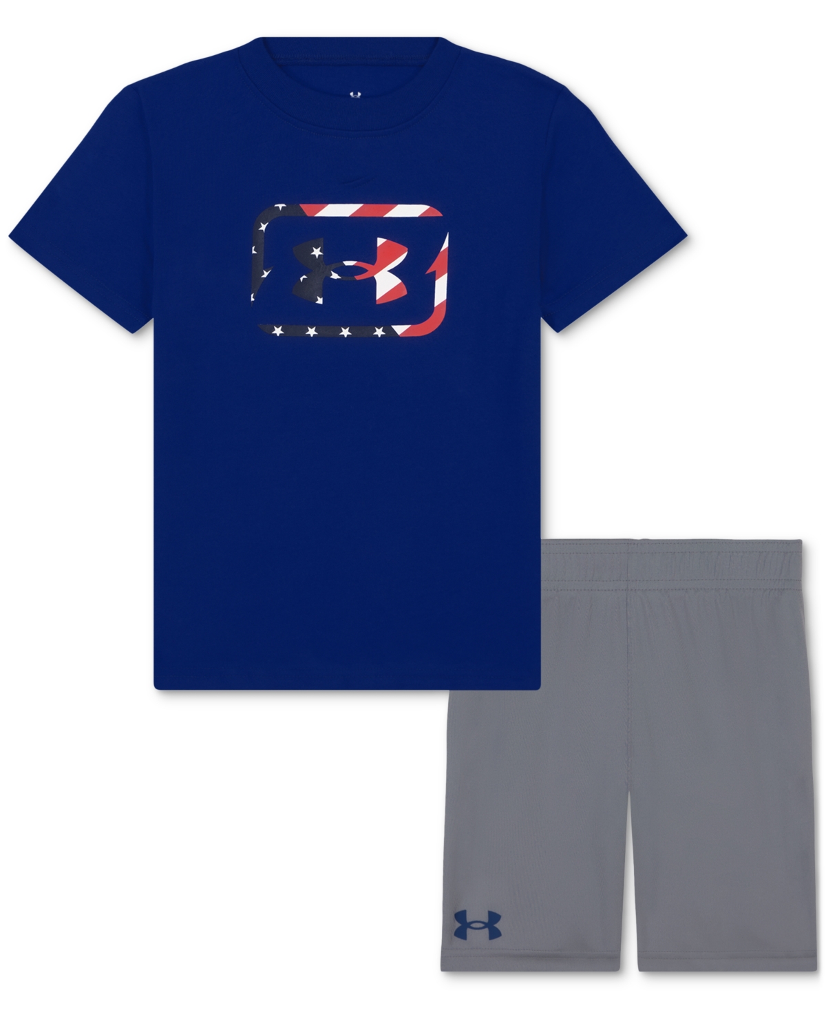 Under Armour Toddler & Little Boys Freedom Hooks T-shirt & Shorts, 2 Piece Set In Royal Steel