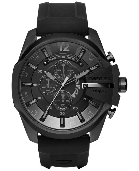Мужские часы Diesel Chronograph Mega Chief Black Silicone Strap Watch 51x59mm DZ4378
