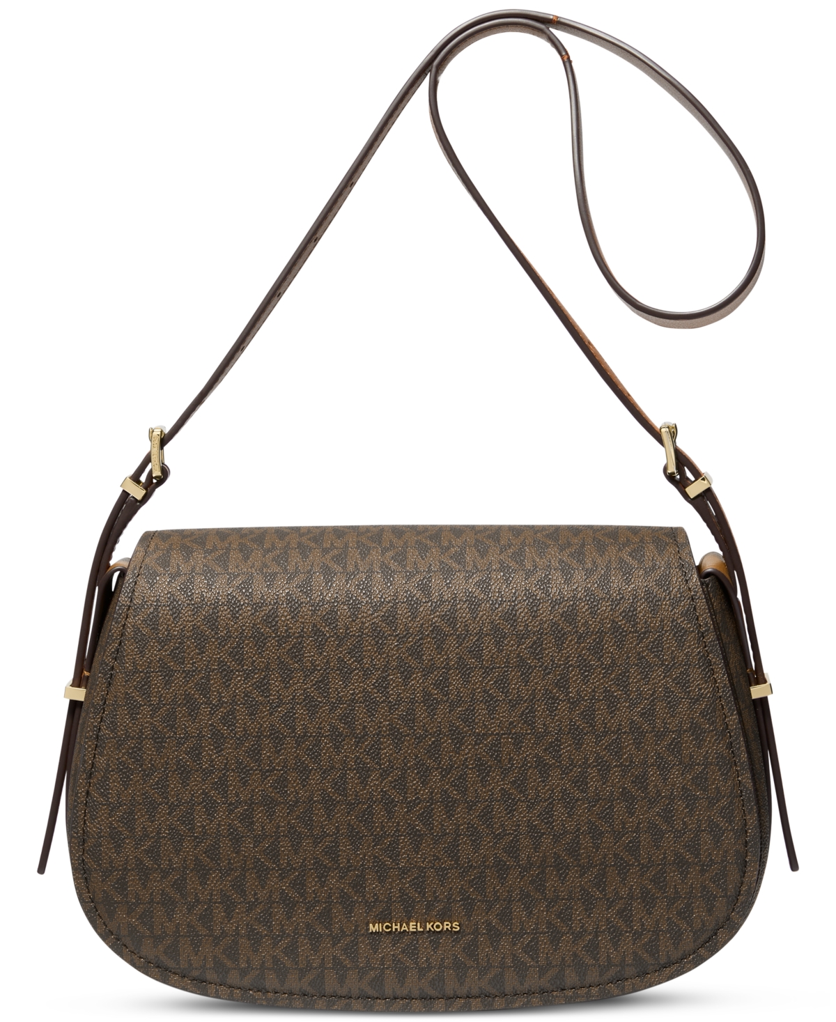 Michael Kors Michael  Lydia Small Monogram Flap Messenger In Brown,acorn