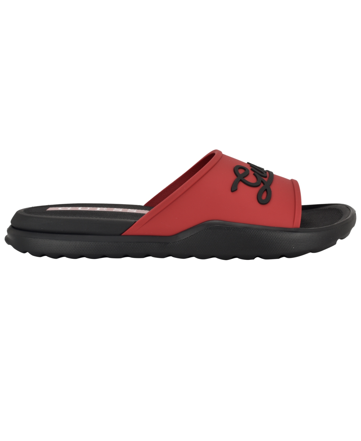 Guess Men's Molar Branded Elevated Pool Slides In Red,black