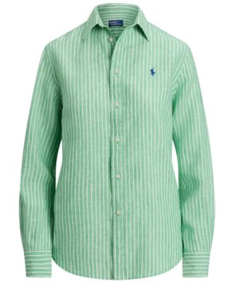 Women's Classic-Fit Striped 100% Linen Shirt 