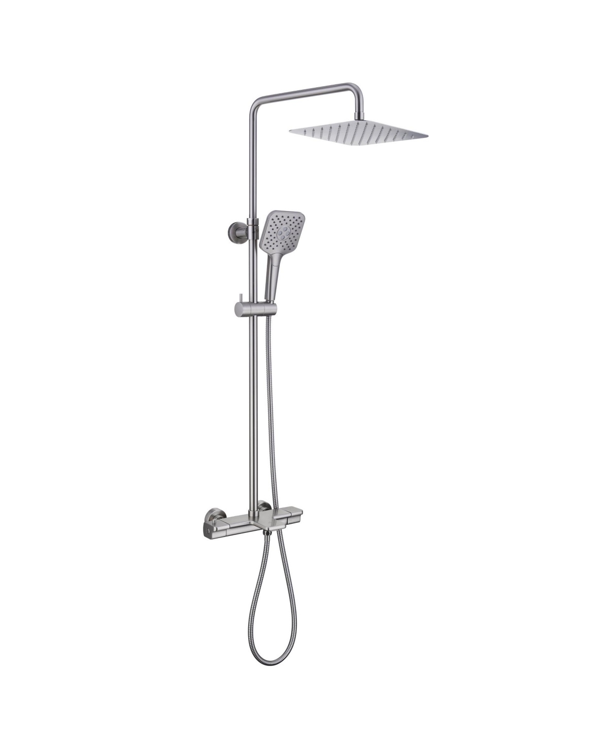 10 Inches Wall Mount Thermostatic Rain Shower System with Handheld and Tub Spout, Brushed Nickel - Brushed nickel