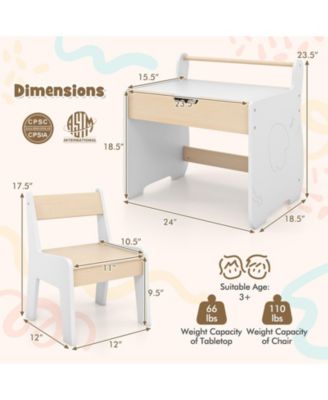 Kids Activity Table with Chairs, Storage Space, and Removable Tabletop