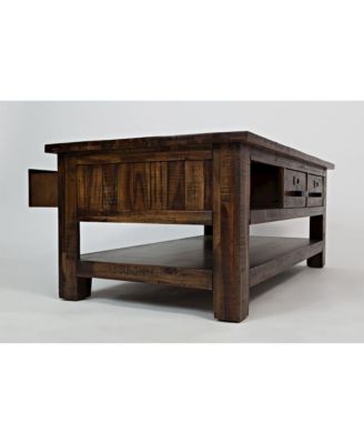 1Pc 48" Distressed Medium Brown Finish, 3 Drawers, Castered Base Industrial Coffee Table