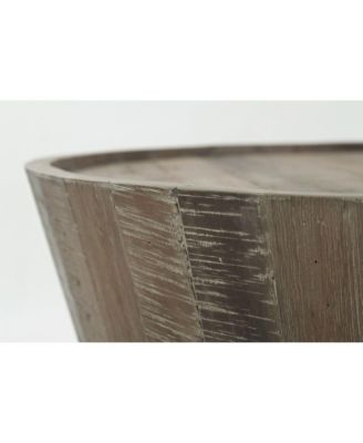 Conundrum Modern Distressed Solid Acacia Coffee Table, Wire Brush Grey Wash