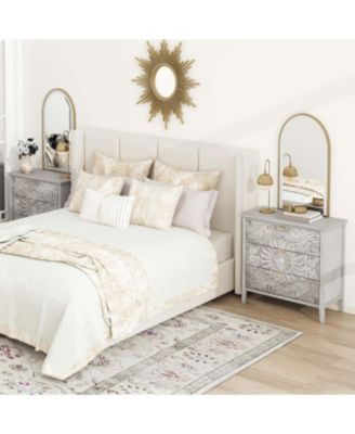 3 Drawers Nightstand Storage Cabinet with Drawers Bedside Table End Table Chest of Drawers Bedroom Closet Dressers