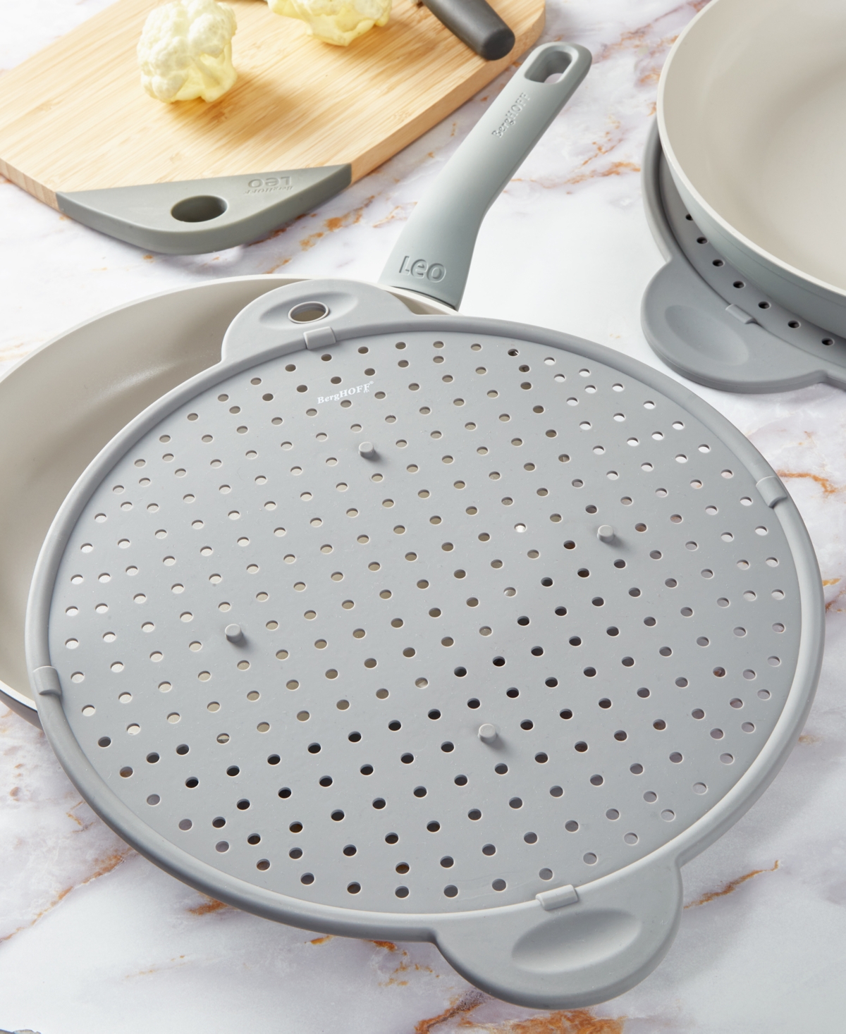 Berghoff Silicone 11" Splatter Screen With Dual Handles In Gray