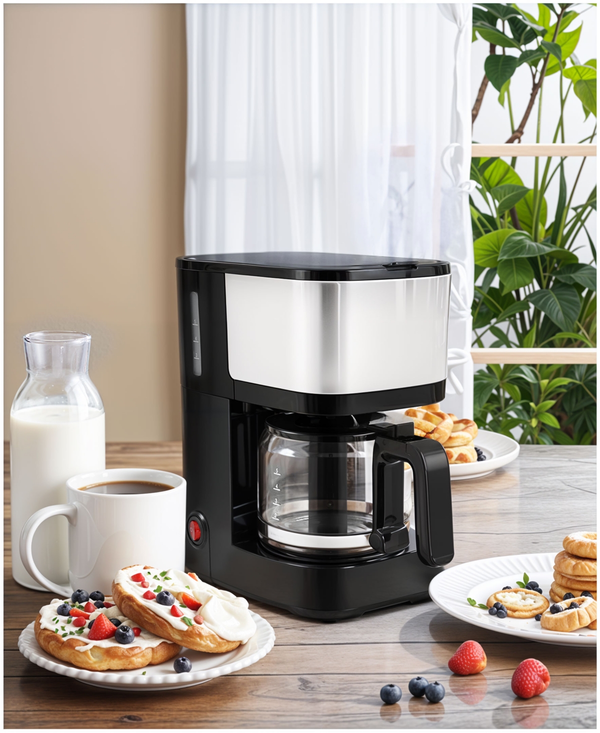 Elite Cuisine 5-cup Coffee Maker In Black,stainless Steel