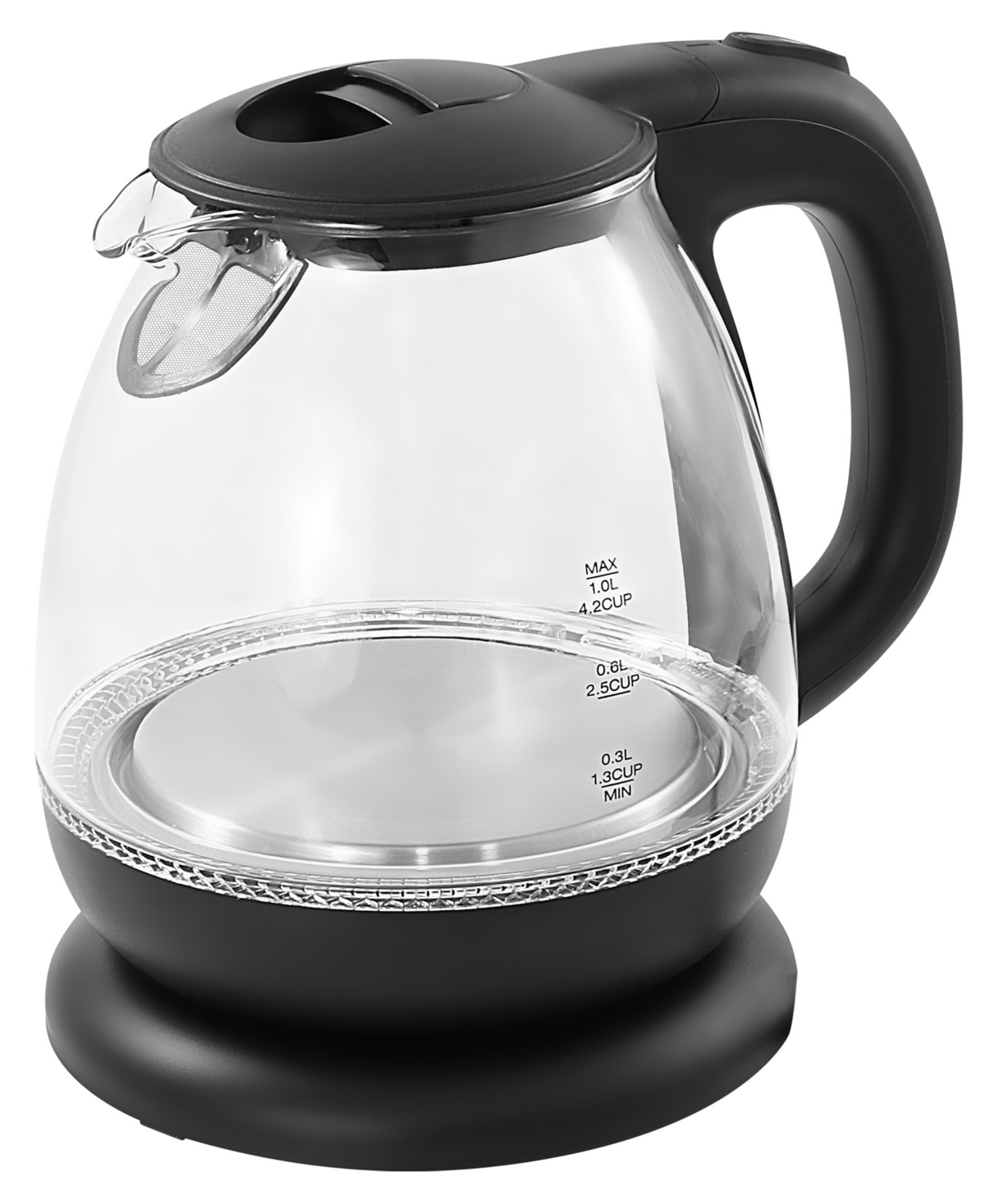 Elite Cuisine 1l Electric Glass Water Kettle In Black
