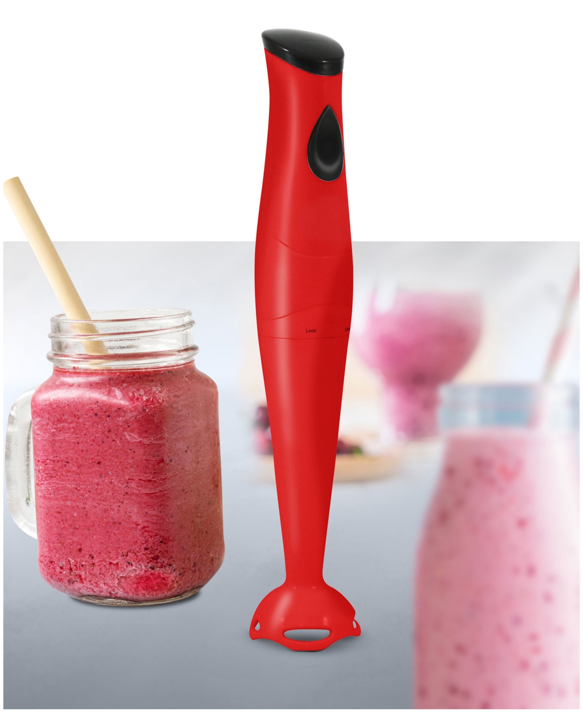 Elite Cuisine Hand Blender With Detachable Wand In Red