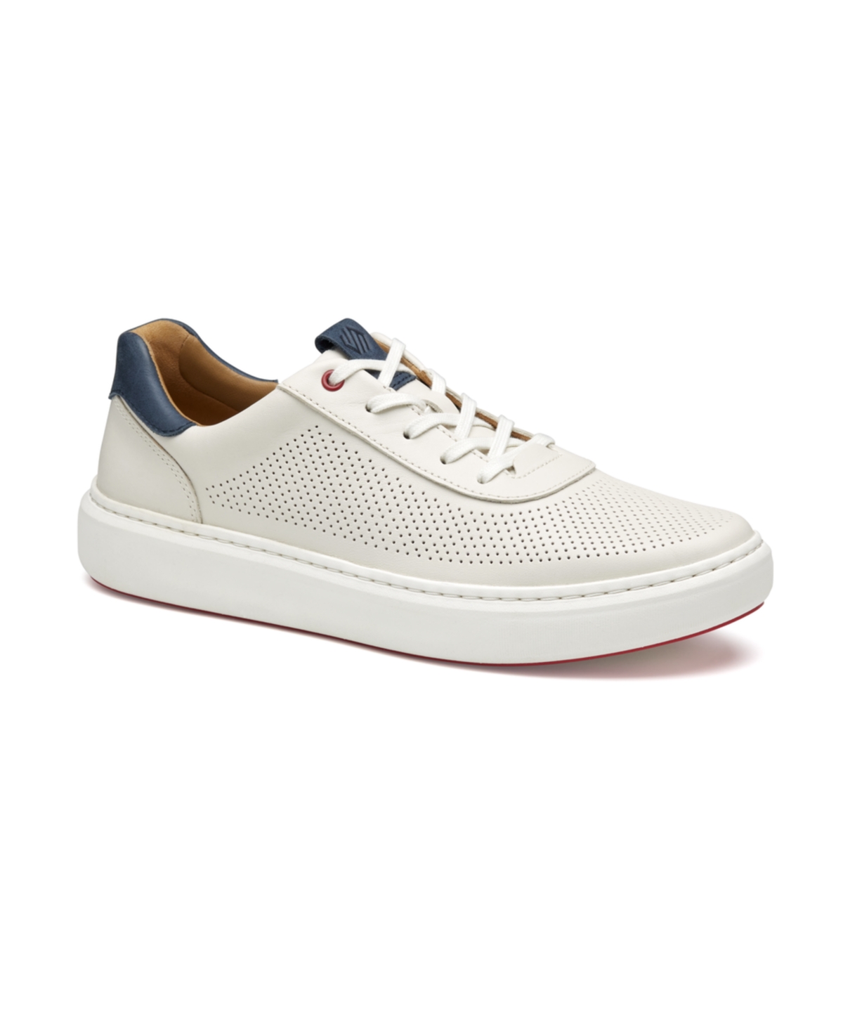 Johnston & Murphy Men's Anders Perforated U-Throat Sneaker - White full grain