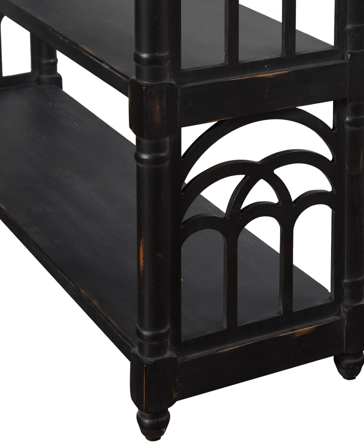Stylecraft Home Collection 14" Wood Three Tier Console Table In Distressed Black
