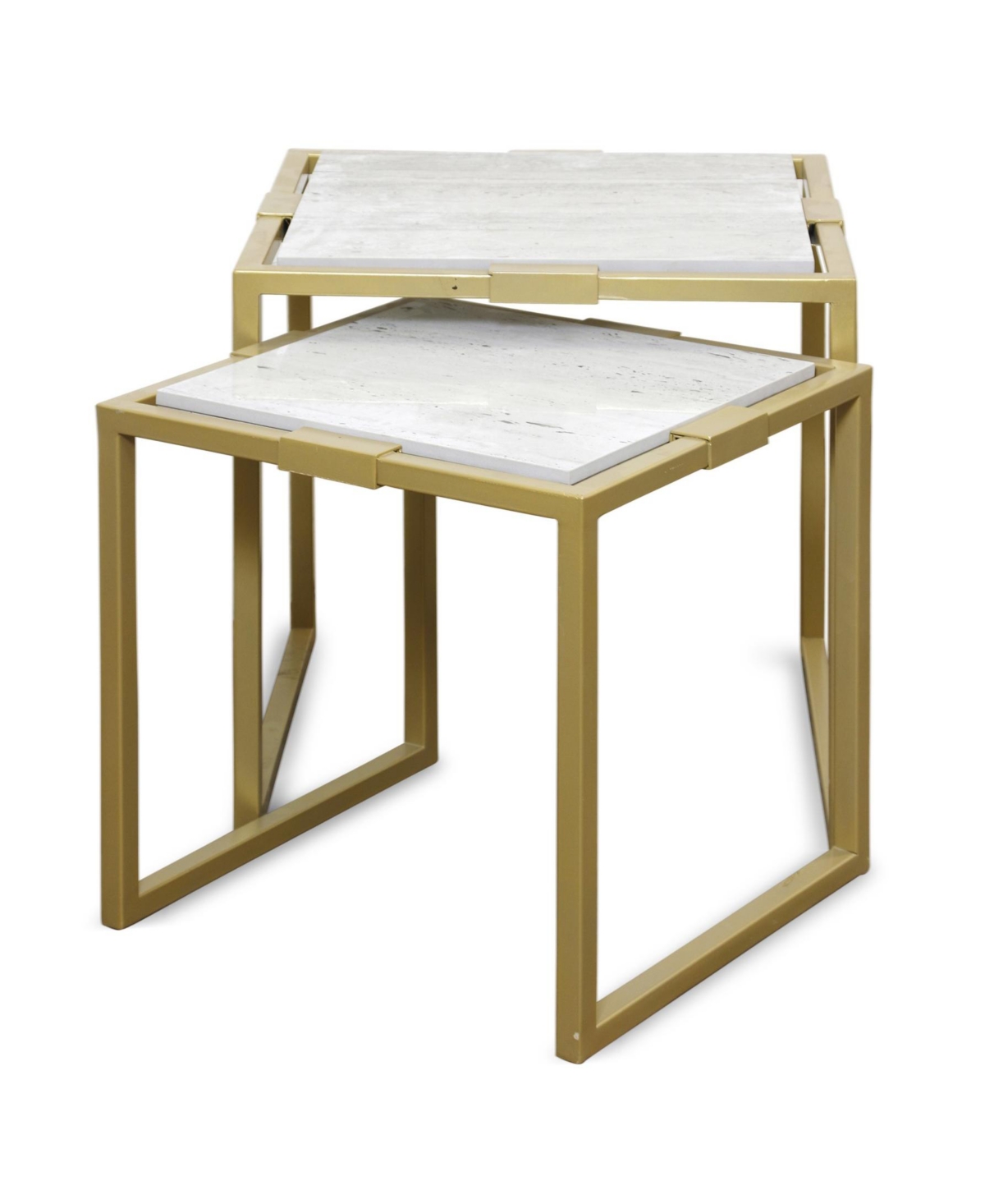 Stylecraft Home Collection 2-pc. Marble Modern Tables In White Marble