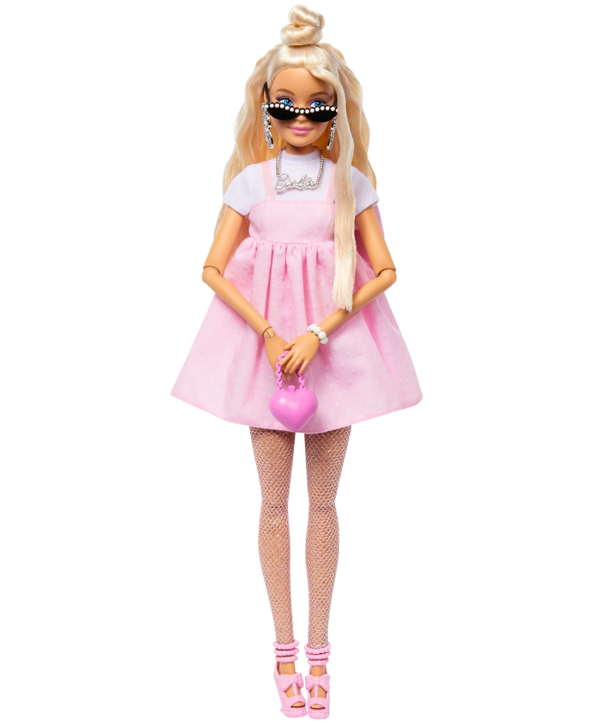 BARBIE DELUXE STYLE DOLL 3 IN PASTEL PINK BARBIECORE DRESS WITH OVERSIZED BOW, BLOND HAIR 