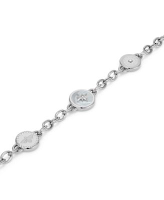 Signature Charms Silver Tone Bracelet