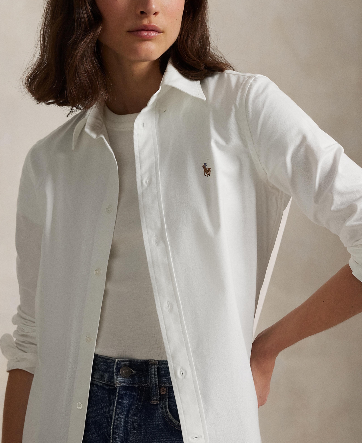 POLO RALPH LAUREN WOMEN'S STRETCH SLIM FIT OXFORD SHIRT 