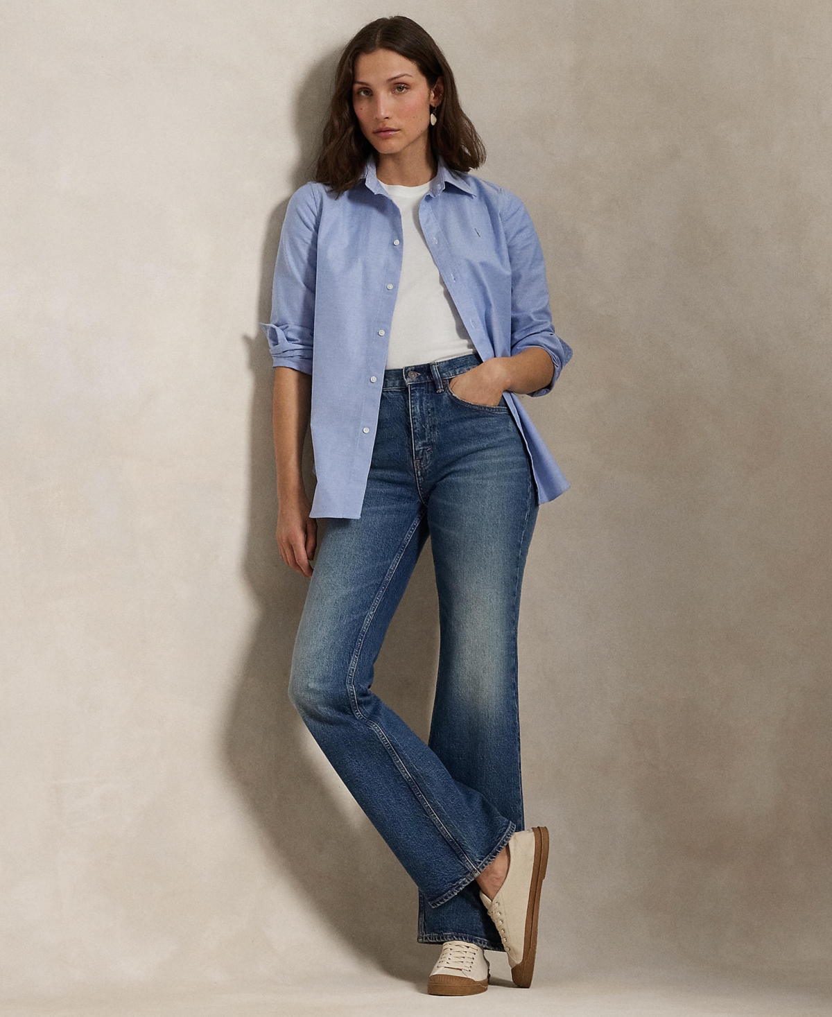 Polo Ralph Lauren Women's Stretch Slim Fit Oxford Shirt In Blue