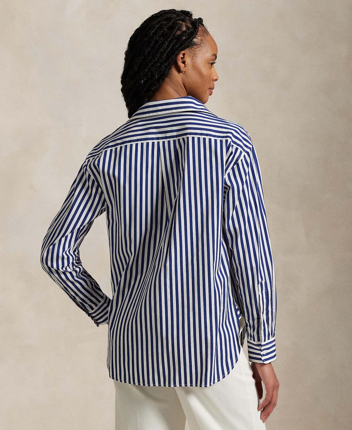 Polo Ralph Lauren Relaxed Fit Striped Cotton Shirt In Fall Royal,white