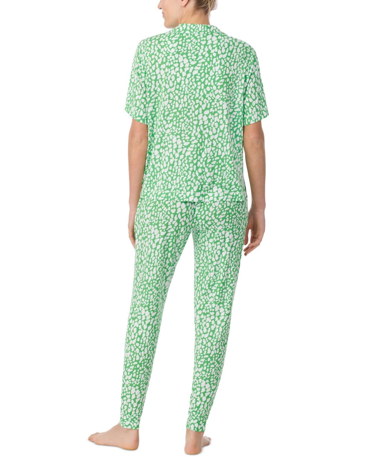 Sanctuary Women's Short-sleeve Shirt & Pants Pj Set In Animal Green Dot