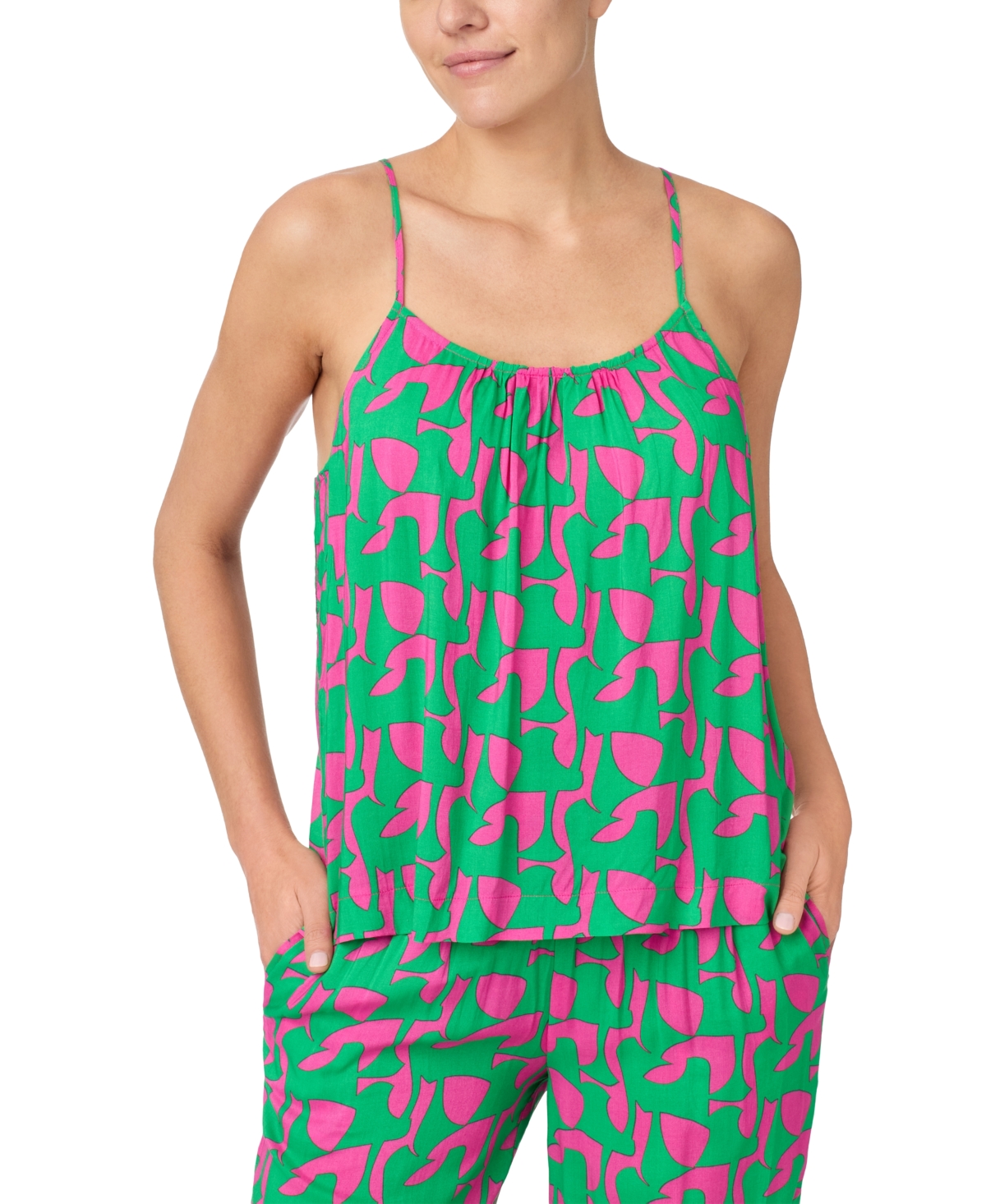 Sanctuary Women's Camisole & Pants Pj Set In Pink,green Geo Print