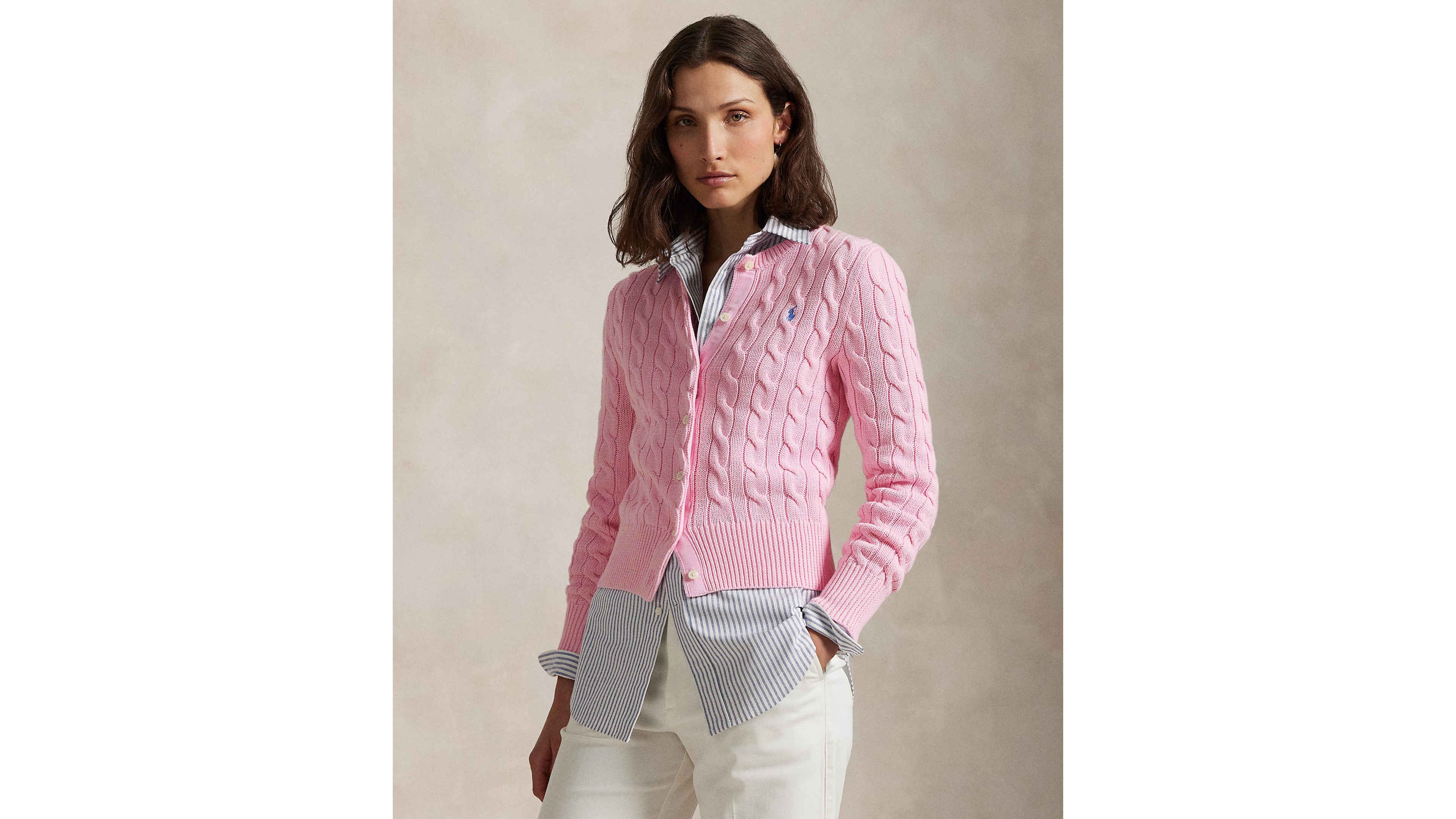 Polo Ralph Lauren Women's Cable-Knit Cotton Crewneck Cardigan Sweater