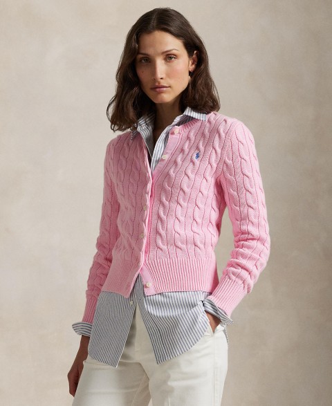 Женские Polo Ralph Lauren Women's Cable-Knit Cotton Crewneck Cardigan Sweater