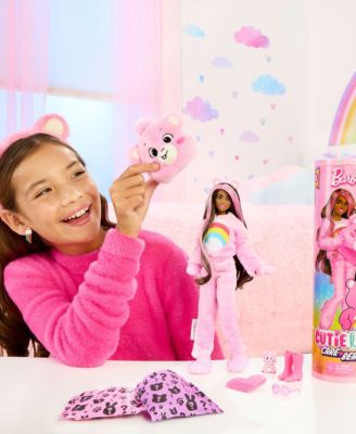 Cutie Reveal Care Bears Series Doll & Accessories in Cheer Bear Plush Costume, 10 Surprises