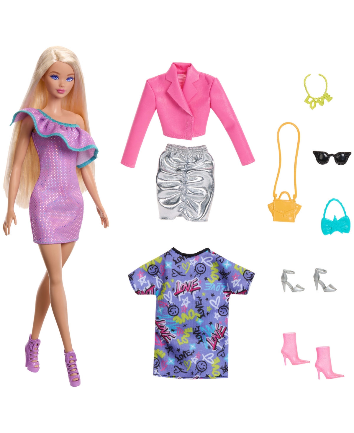 Barbie Fashion Doll With Clothes And Accessories Including Party Dresses & Purses In Multi-color