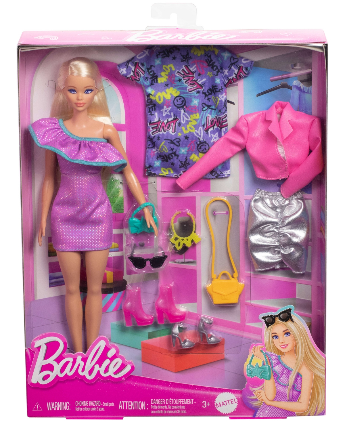 Barbie Fashion Doll With Clothes And Accessories Including Party Dresses & Purses In Multi-color