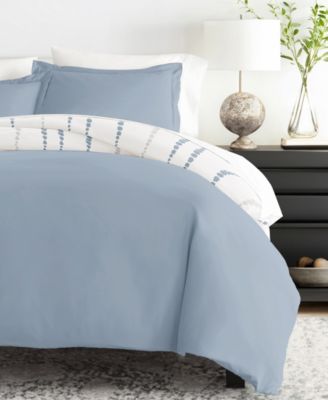 Reversible Floral & Geometric Pattern 3 piece Duvet Cover Set, Full/Queen