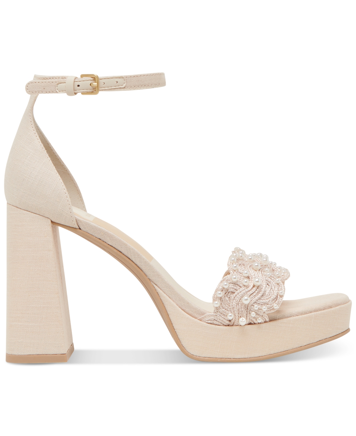 Dolce Vita Peltin Ankle Strap Platform Sandal In Vanilla Woven Raffia