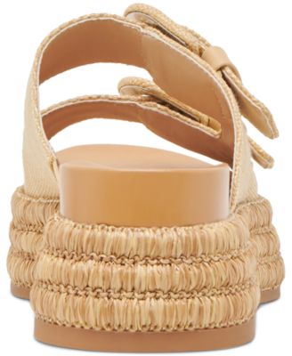 Women's Witny Double-Buckle Raffia Platform Footbed Sandals
