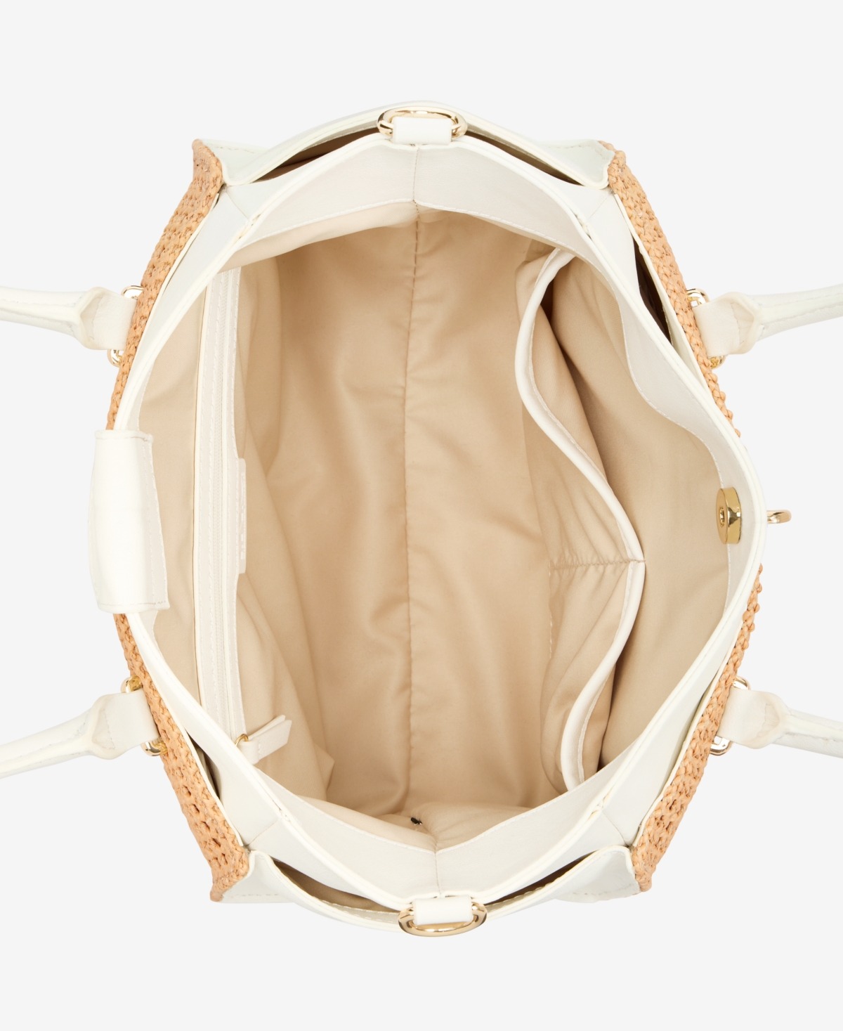 Inc International Concepts Caitii Medium Straw Satchel, Exclusively At Macy's In Straw,vanilla