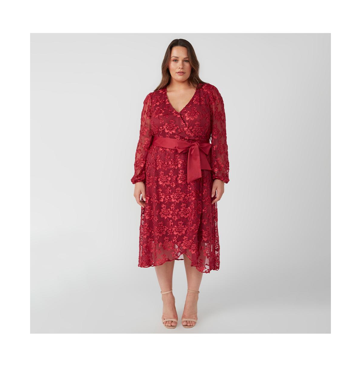 Radiance Glow Floral Mesh Dress - Raspberry
