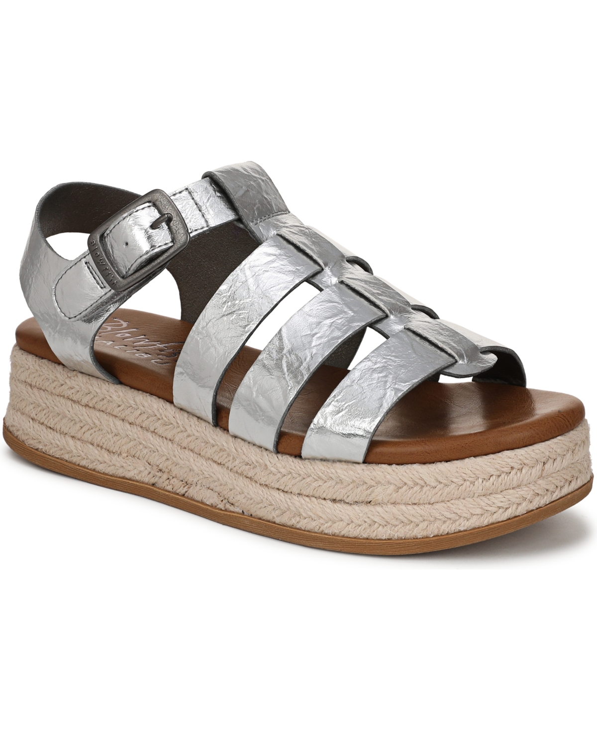 Shop Blowfish Malibu Women's Madrid 2 Fisherman Wedge Sandals In Silver Metallic Faux Leather
