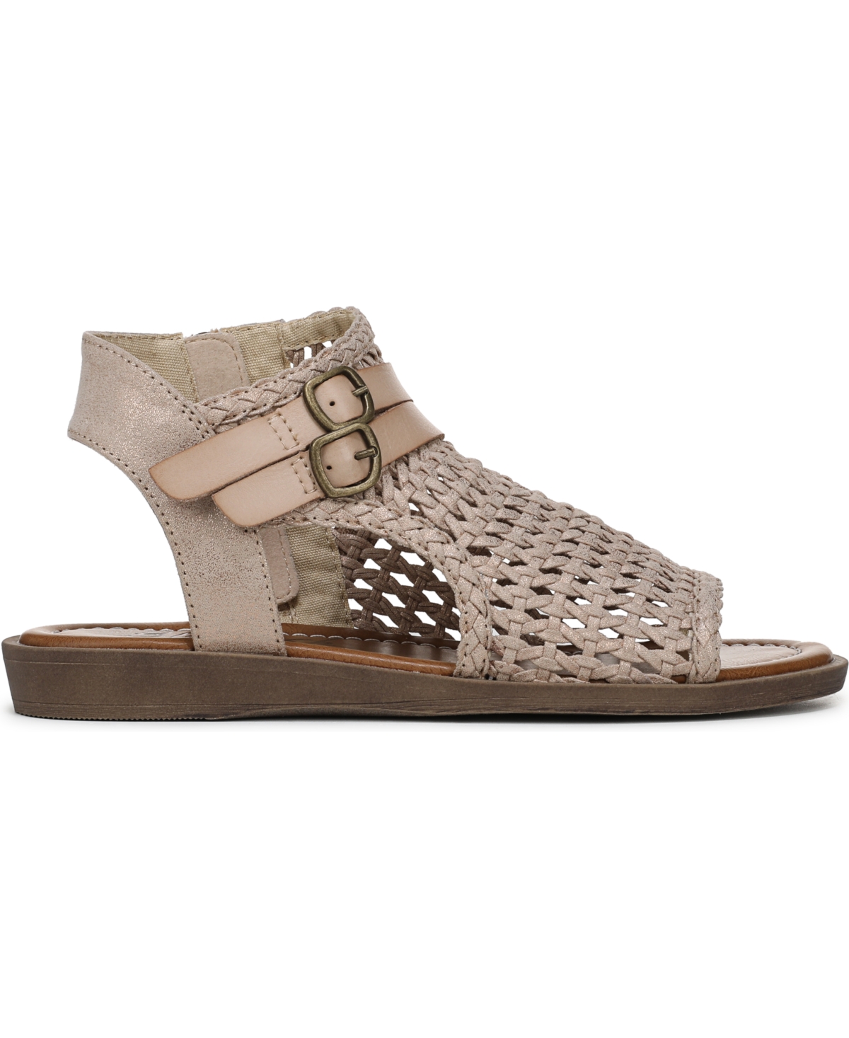 Shop Blowfish Malibu Women's Dream Strappy Low Wedge Sandals In Gold Metallic Fabric