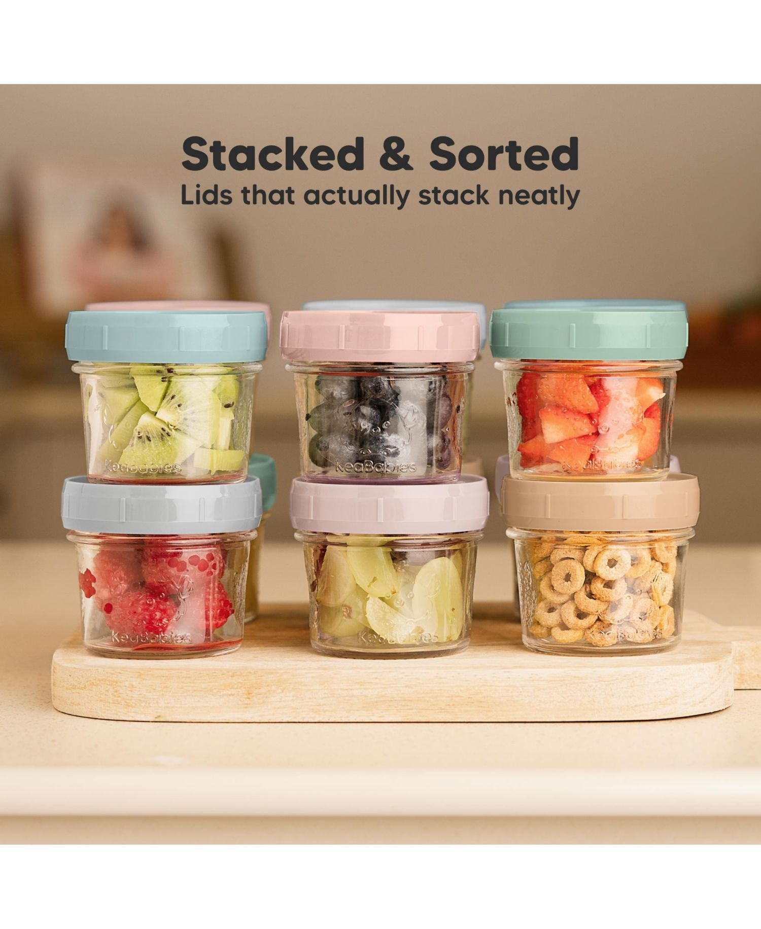 6pk Prep Baby Food Storage Containers, 4 oz Leak-Proof, BPA Free Glass Baby Food Jars for Feeding