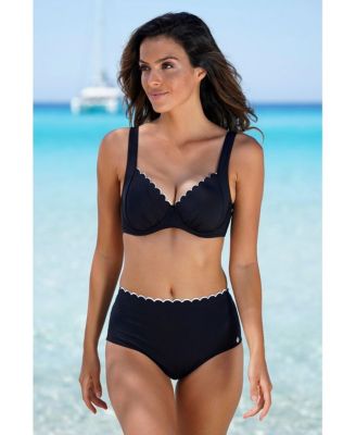 Women's Scalloped High Waisted Bikini Swimsuit Bottom