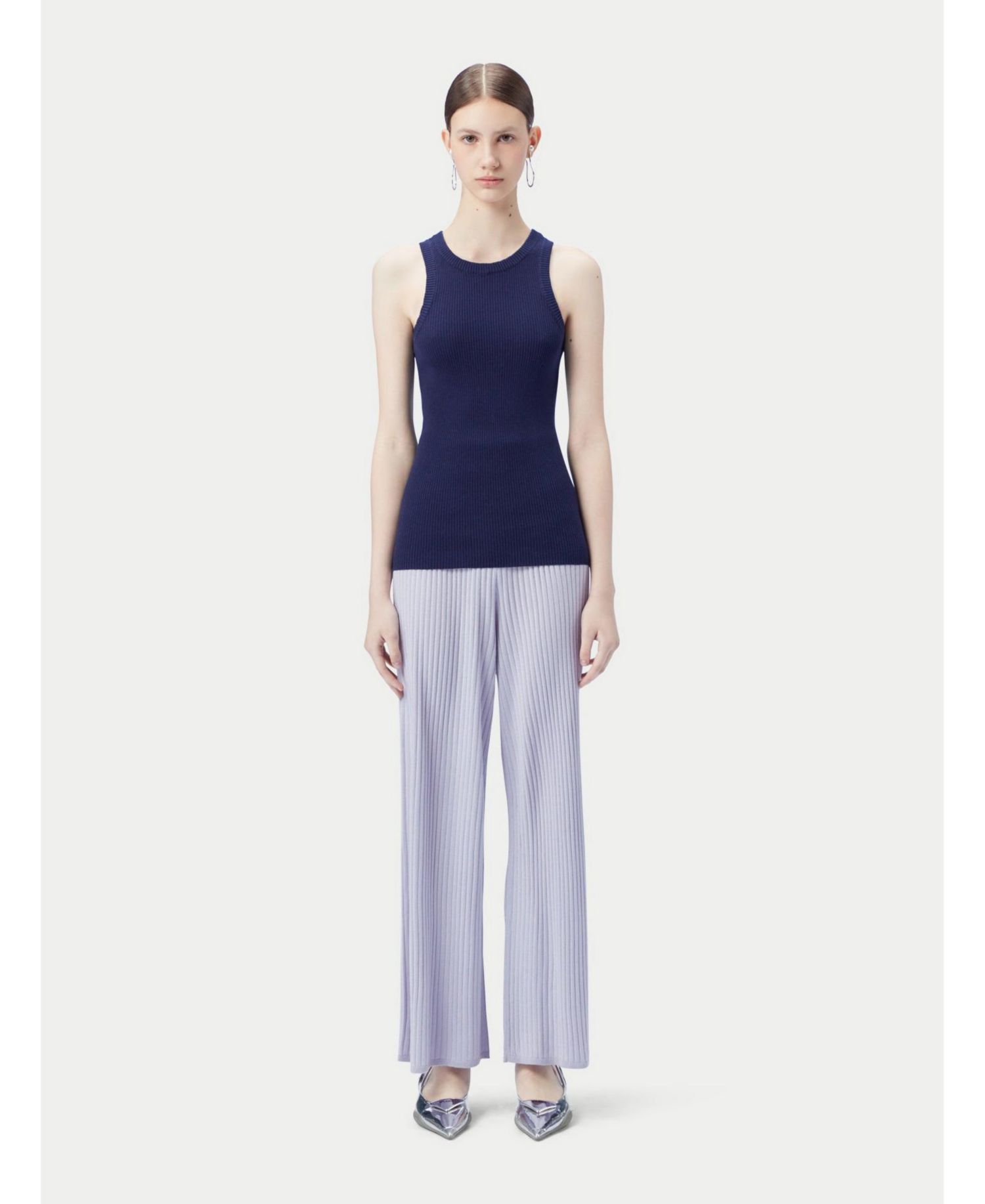 Women's 100% Ribbed Cotton Silk Cashmere Blend Tank Top