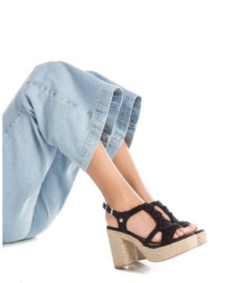 Women's Heeled Jute Platform Sandals By XTI